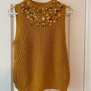 H&M women’s mustard sweater vest with jewels